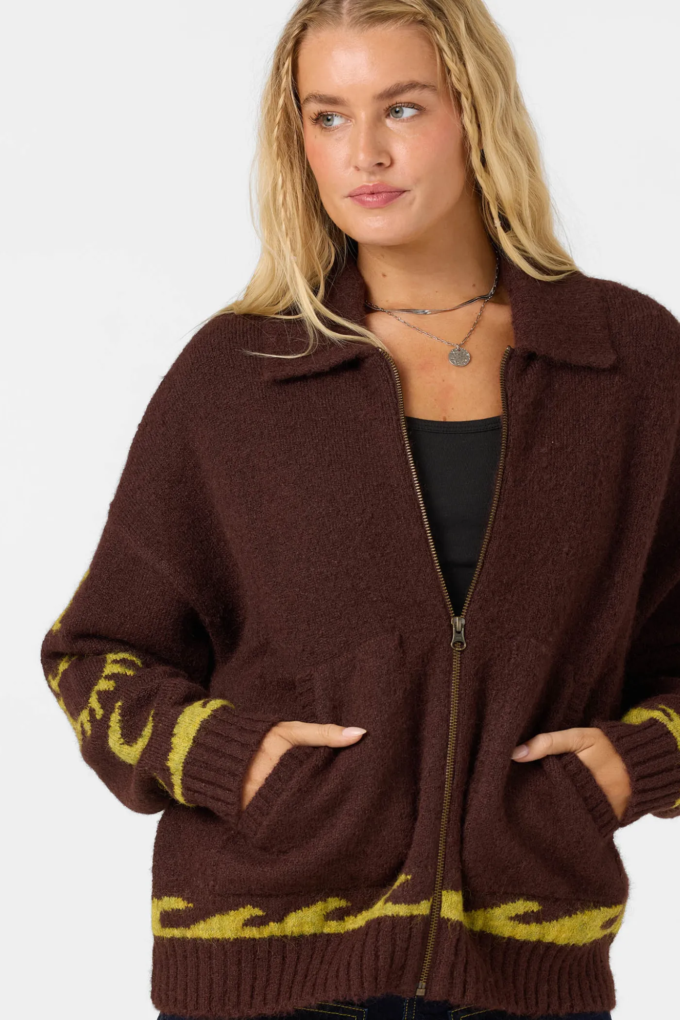 Corrine Zip Up Long Sleeve Sweater