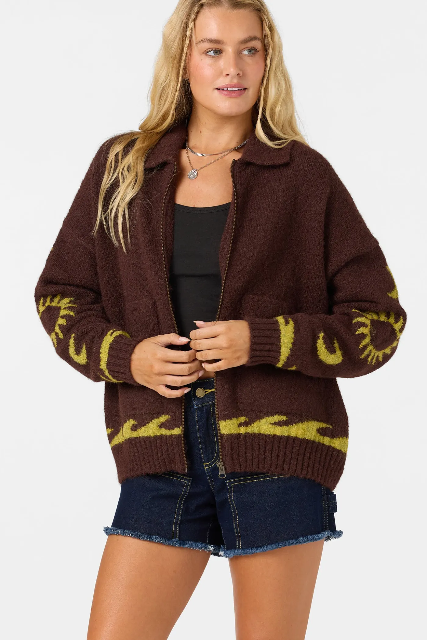 Corrine Zip Up Long Sleeve Sweater