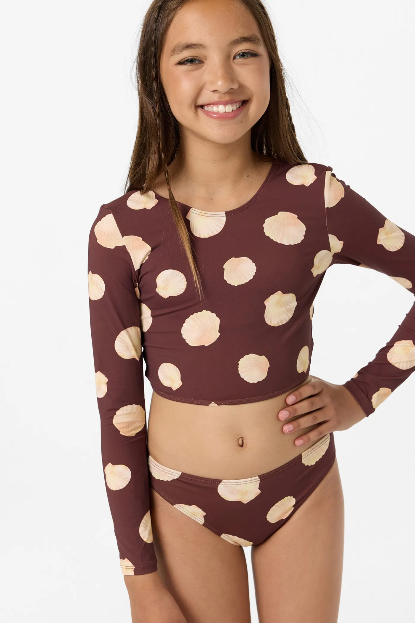 Girl's Camila Shell Long Sleeve Crop Top Set