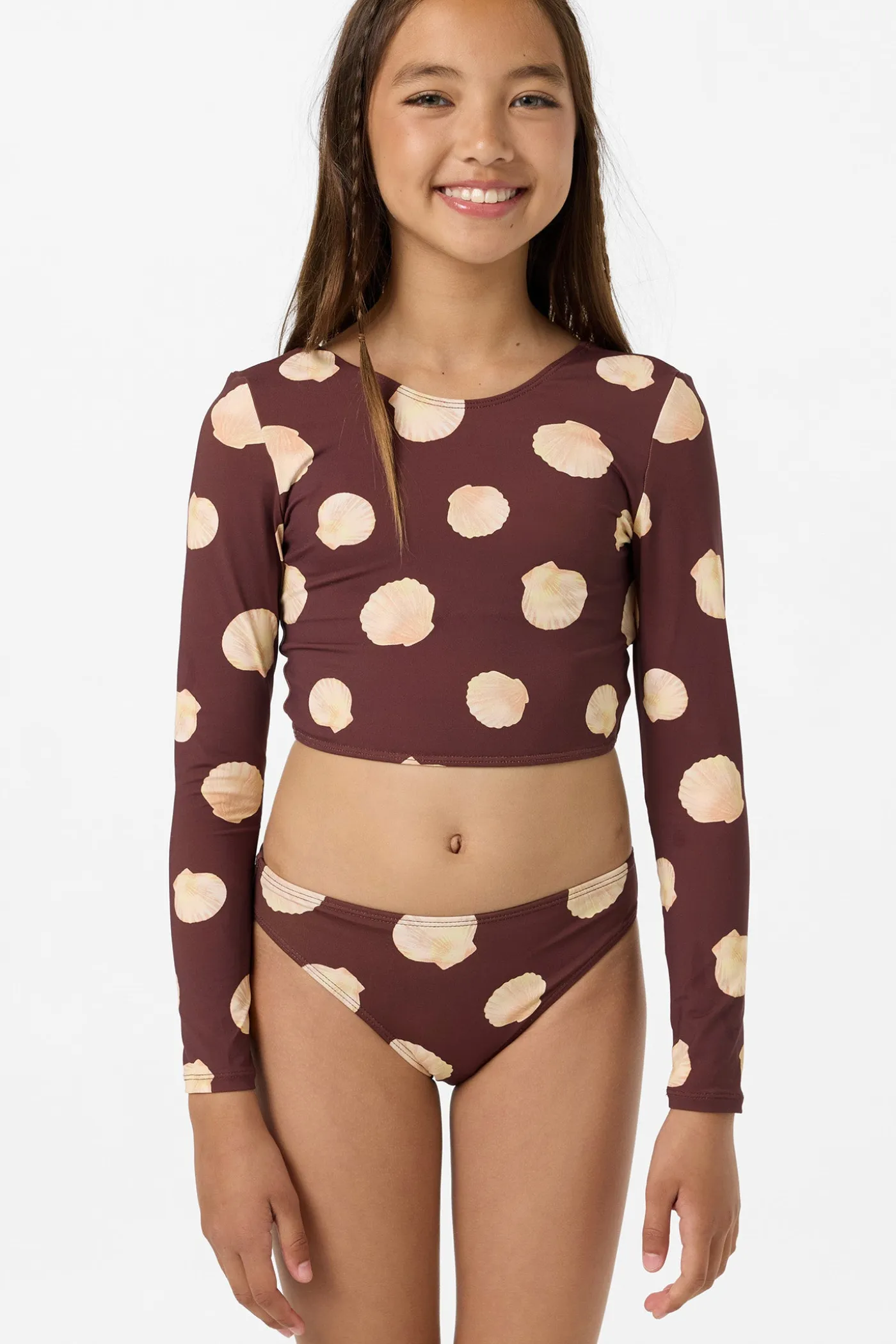 Girl's Camila Shell Long Sleeve Crop Top Set