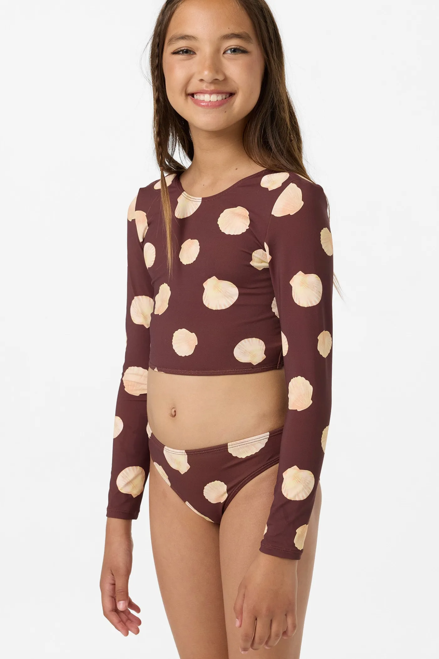 Girl's Camila Shell Long Sleeve Crop Top Set