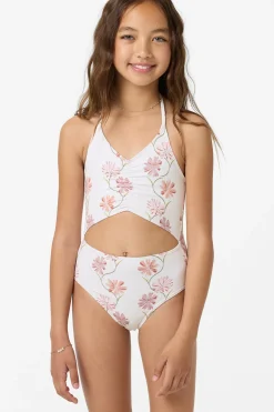 Girl's Ivy Floral Cinched One-Piece