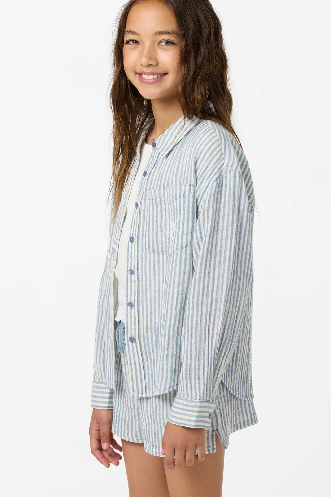 Girl's Leni Stripe Relaxed Long Sleeve Top