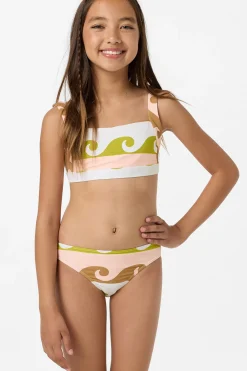 Girl's Lilly Wave Geo Square Neck Bralette Top Set