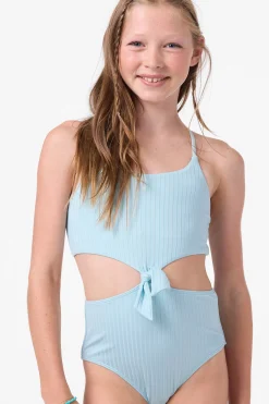 Girl's Shorebreak Rib Knot Front One-Piece