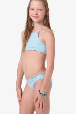 Girl's Shorebreak Rib Ruffle Edge High Neck Set