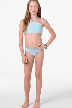 Girl's Shorebreak Rib Ruffle Edge High Neck Set