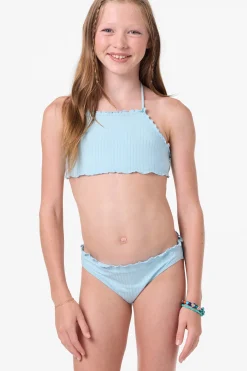 Girl's Shorebreak Rib Ruffle Edge High Neck Set