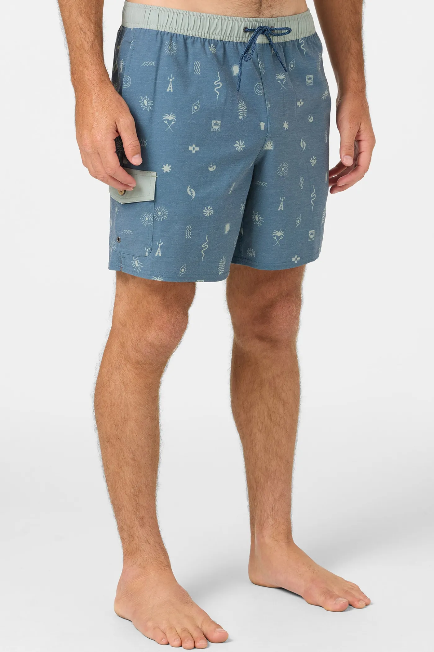 Hermosa Retro Elastic Waist 17" Swim Trunks