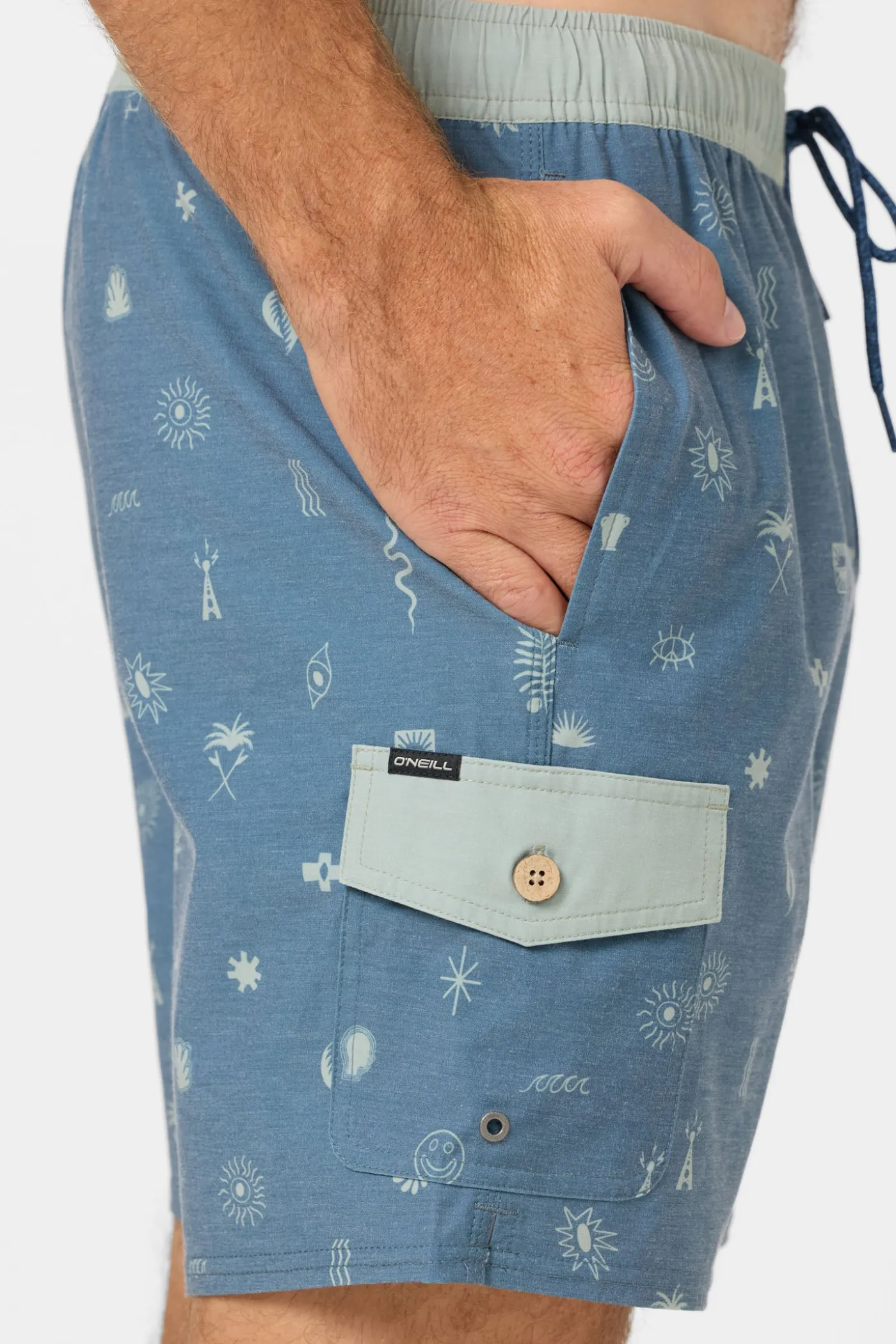 Hermosa Retro Elastic Waist 17" Swim Trunks