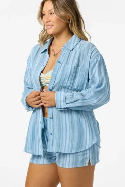 Leni Waves Stripe Relaxed Long Sleeve Top