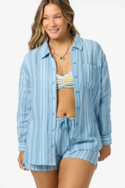 Leni Waves Stripe Relaxed Long Sleeve Top
