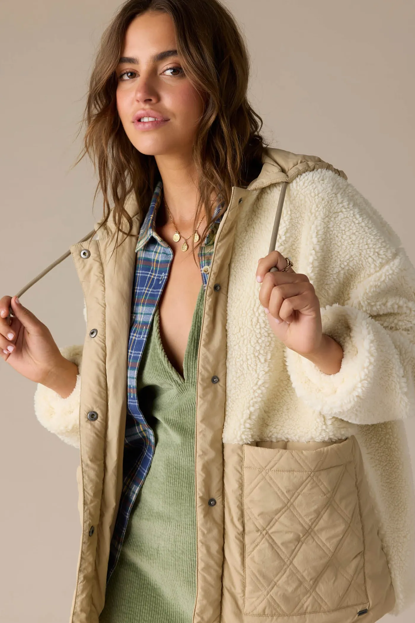 Meena High Pile Fleece Quilted Jacket