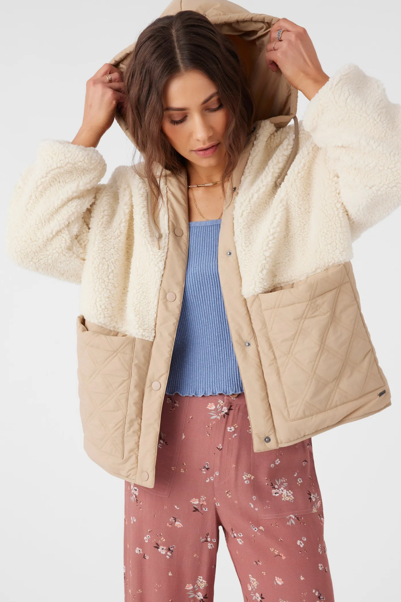 Meena High Pile Fleece Quilted Jacket