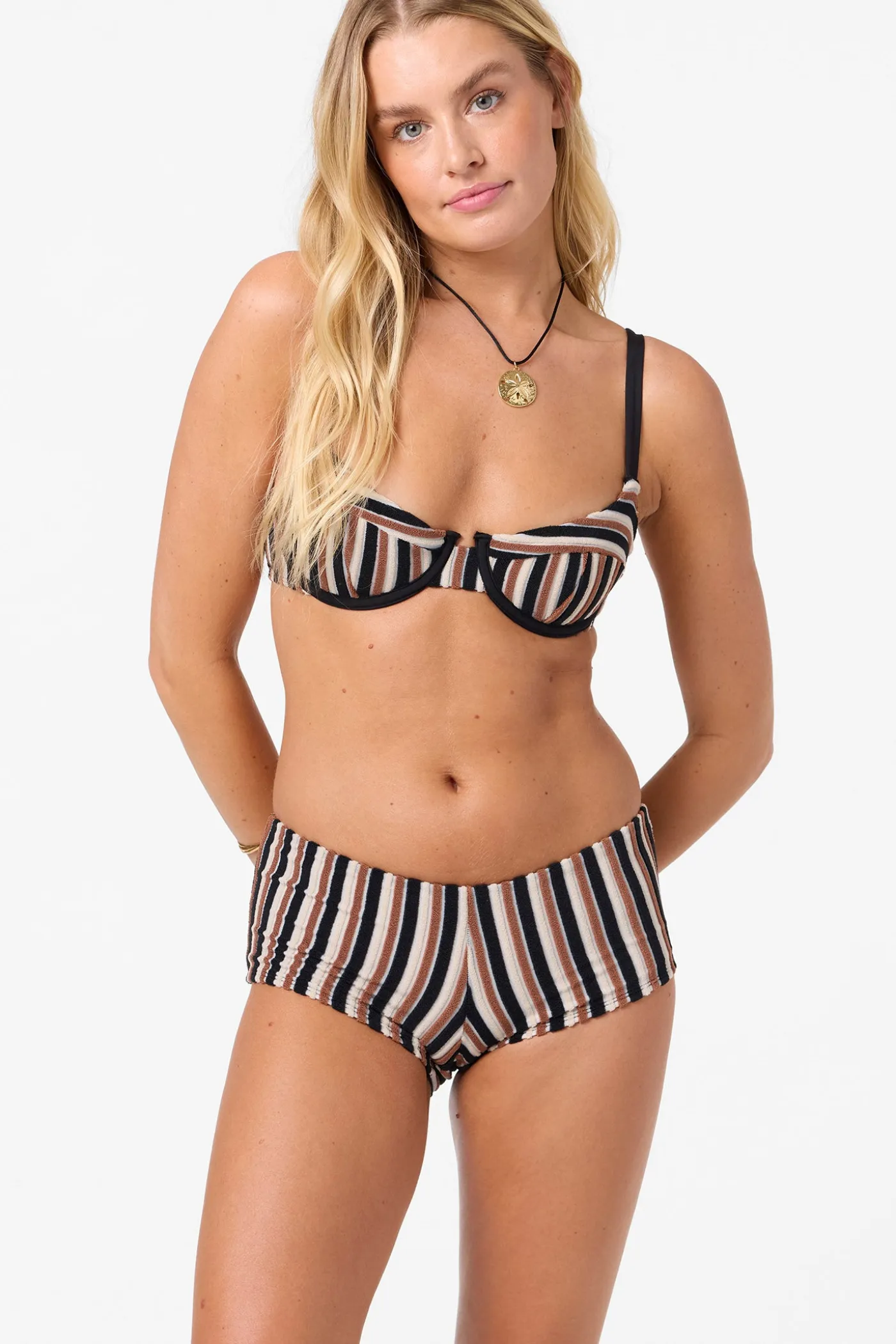 Sand Dollar Stripe Seashell Bra Top